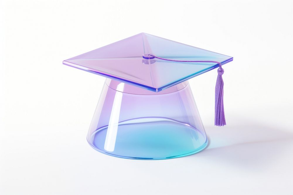 Graduation cap glass white background achievement. AI generated Image by rawpixel.
