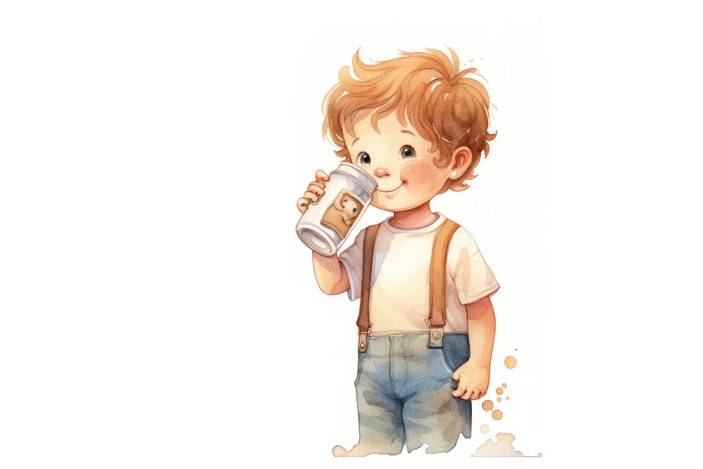 Drinking milk child cute baby. AI generated Image by rawpixel.