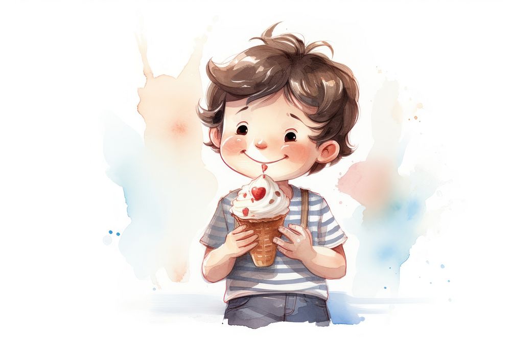 Eating ice cream cute relaxation creativity. AI generated Image by rawpixel.