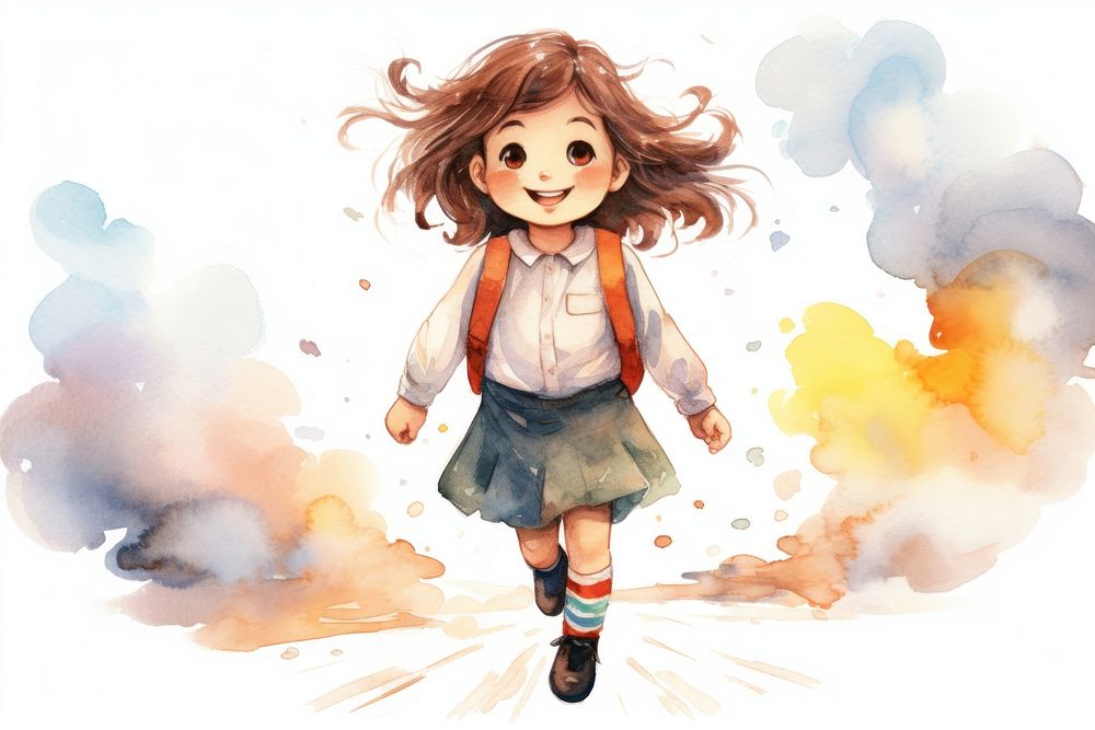 Little school girl anime child cute. AI generated Image by rawpixel.