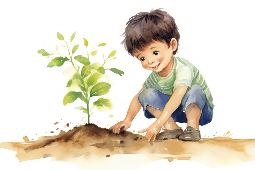 Plant a tree child planting portrait. AI generated Image by rawpixel.
