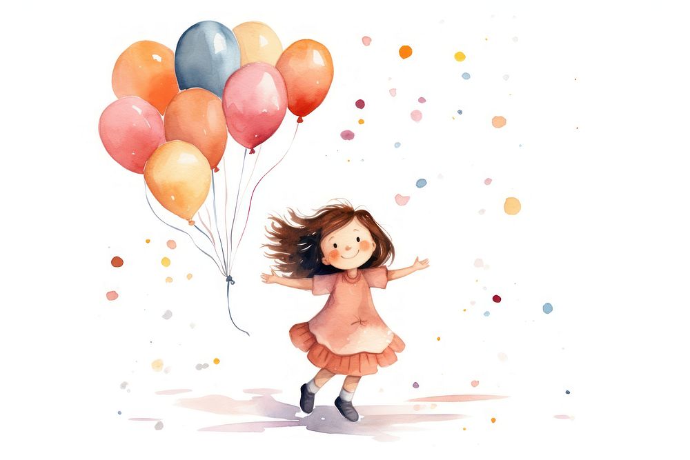 Girl birthday party balloon cute celebration. AI generated Image by rawpixel.
