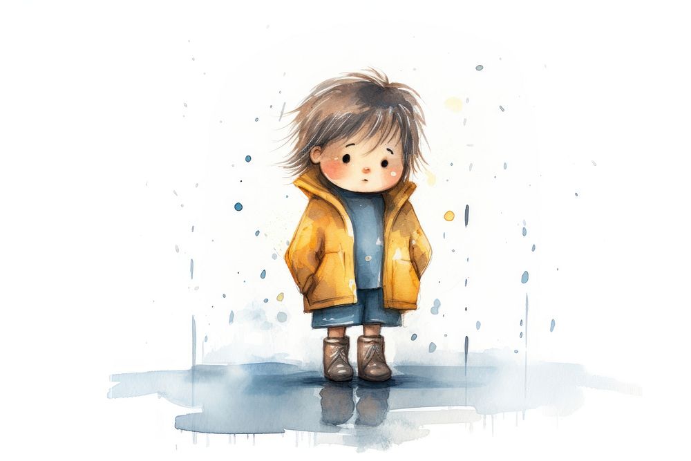 Crying in the rain child representation cute. AI generated Image by rawpixel.