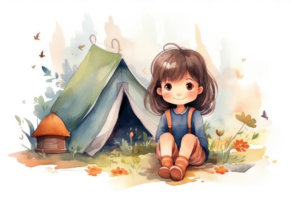 Camping outdoors cute tent. AI generated Image by rawpixel.
