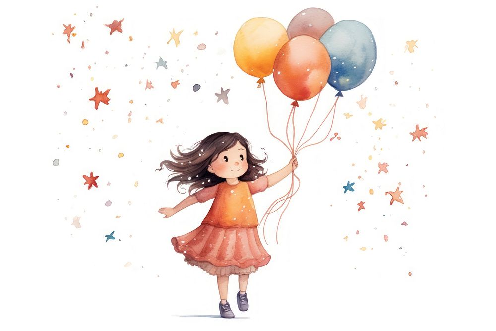 Girl birthday party balloon child cute. AI generated Image by rawpixel.