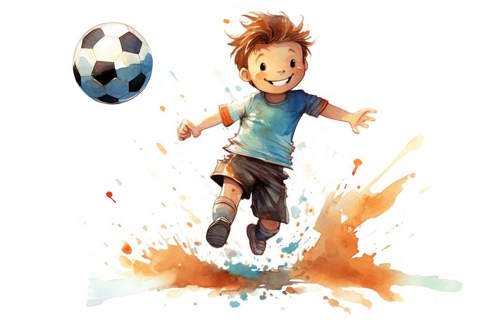 Kicking soccer ball football sports child. AI generated Image by rawpixel.