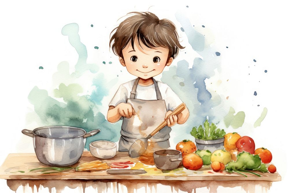 Boy cooking child food cute. AI generated Image by rawpixel.