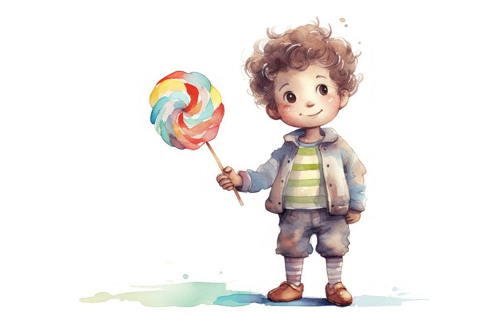 Holding a lollipop candy cute white background. AI generated Image by rawpixel.
