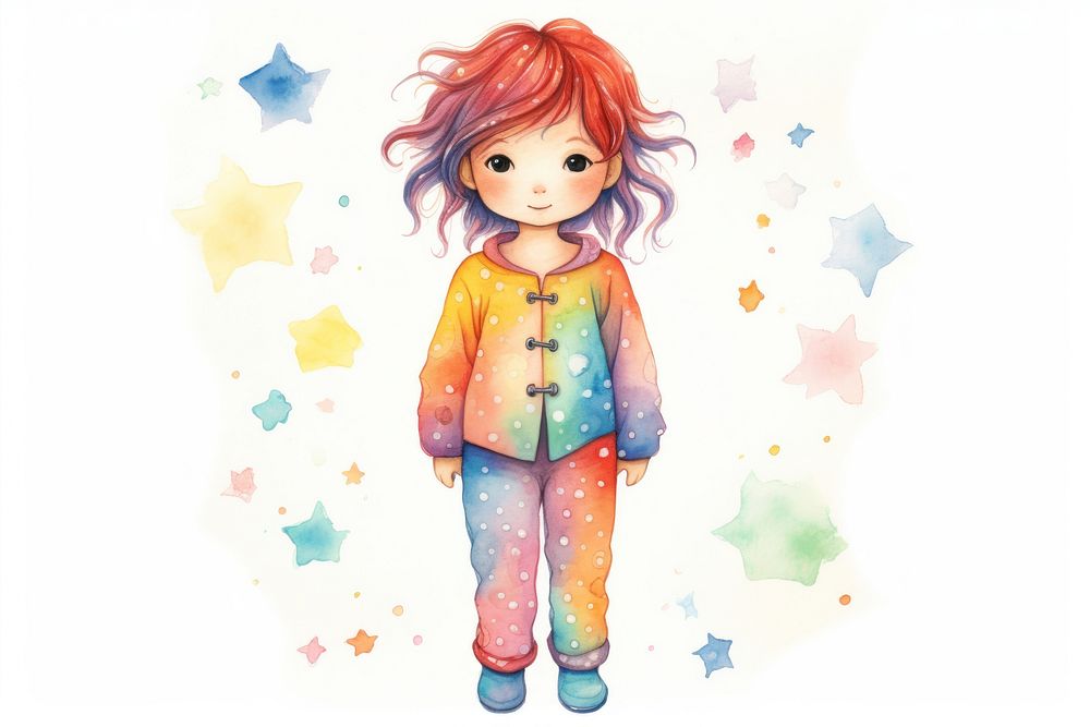 Girl in pajamas representation cute white background. AI generated Image by rawpixel.