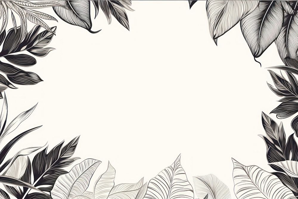 Tropical leaves backgrounds pattern drawing. AI generated Image by rawpixel.