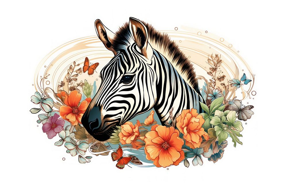 Zebra flower zebra wildlife. AI generated Image by rawpixel.