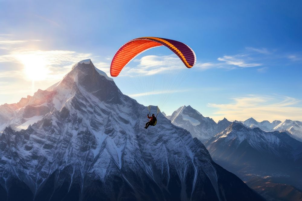 Paragliding paragliding recreation adventure. AI generated Image by rawpixel.