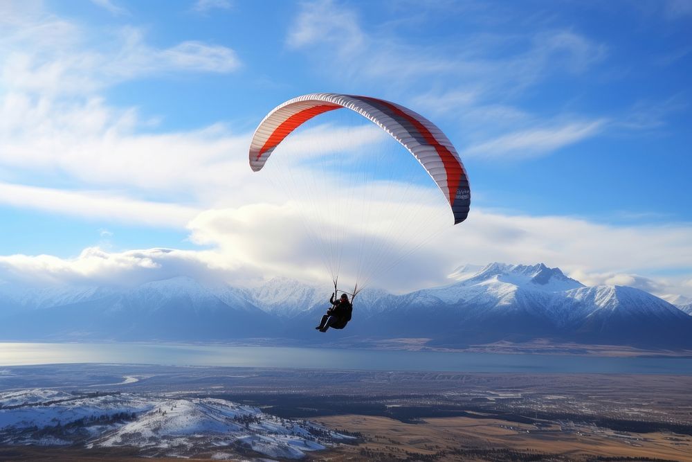 Paragliding paragliding recreation adventure. AI generated Image by rawpixel.