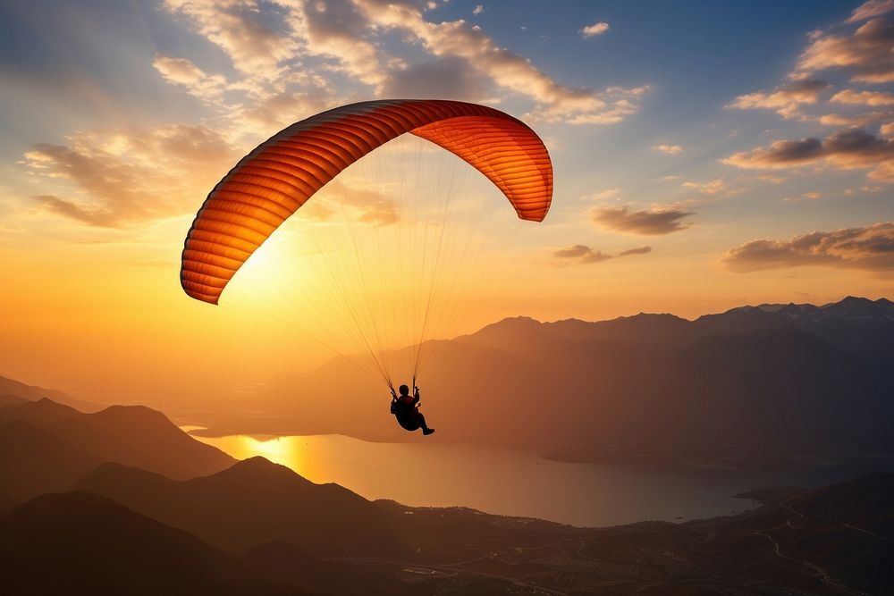 Men Paragliding paragliding silhouette recreation. AI generated Image by rawpixel.