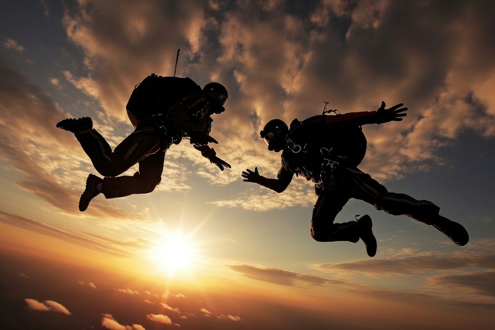Men Skydiving skydiving silhouette adventure. AI generated Image by rawpixel.