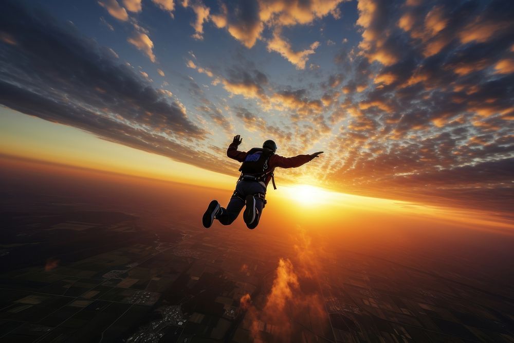 Men Skydiving skydiving silhouette adventure. AI generated Image by rawpixel.