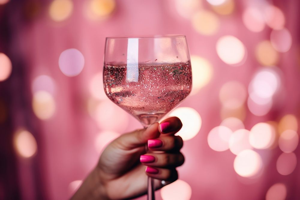 Glass of cocktail glitter holding drink. AI generated Image by rawpixel.