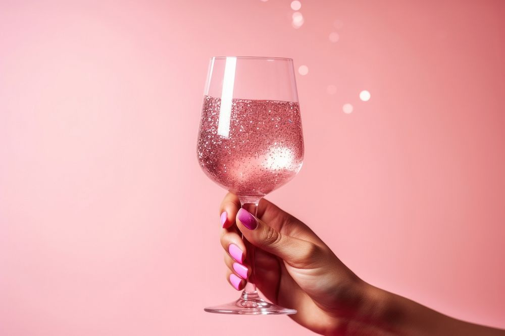 Glass of cocktail glitter holding finger. AI generated Image by rawpixel.