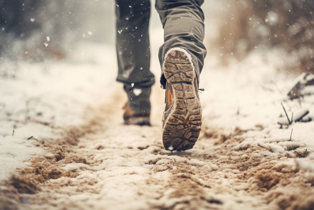 Walking in winter snow footwear outdoors. AI generated Image by rawpixel.
