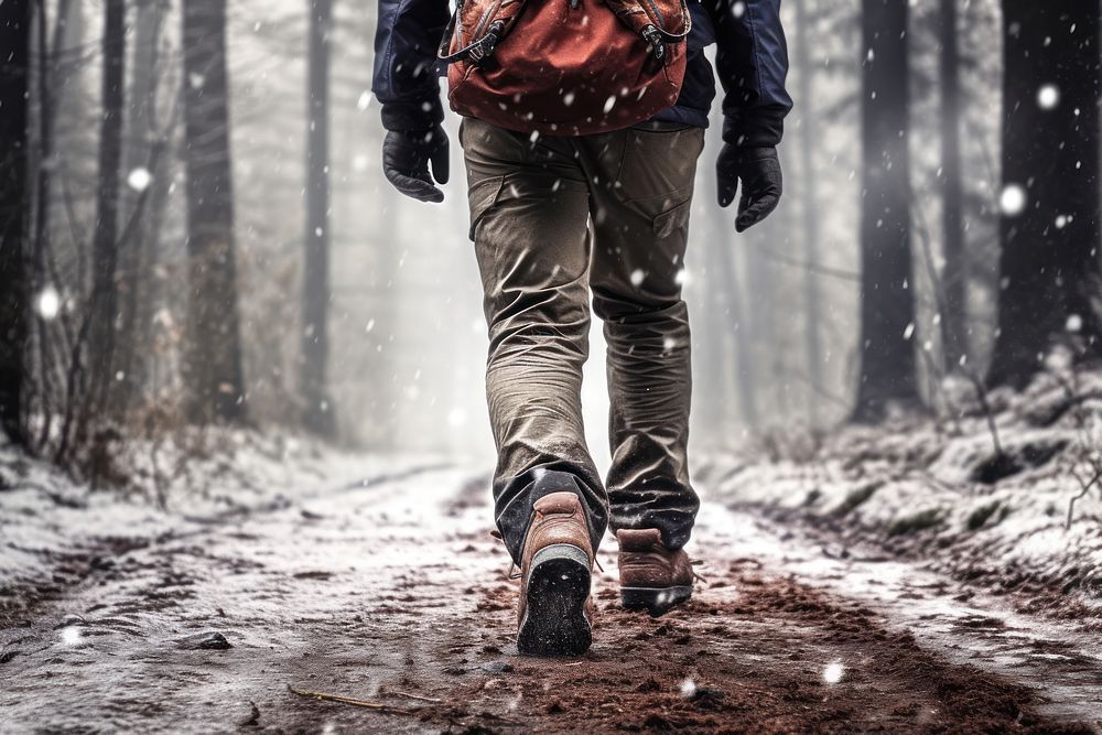 Walking in winter adventure hiking outdoors. AI generated Image by rawpixel.