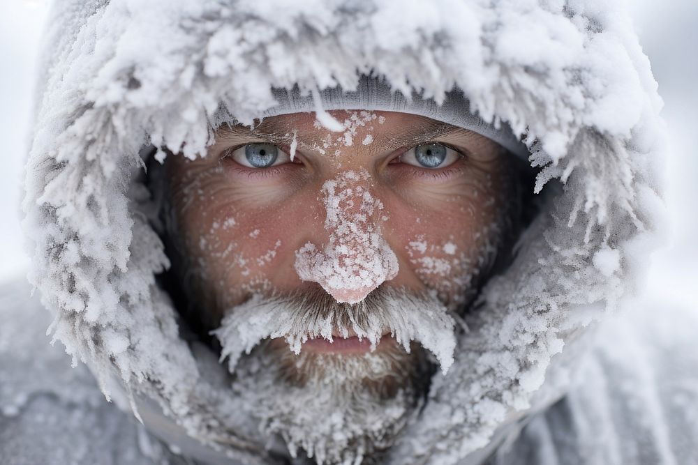 Man with Winter clothes snow portrait outdoors. AI generated Image by rawpixel.