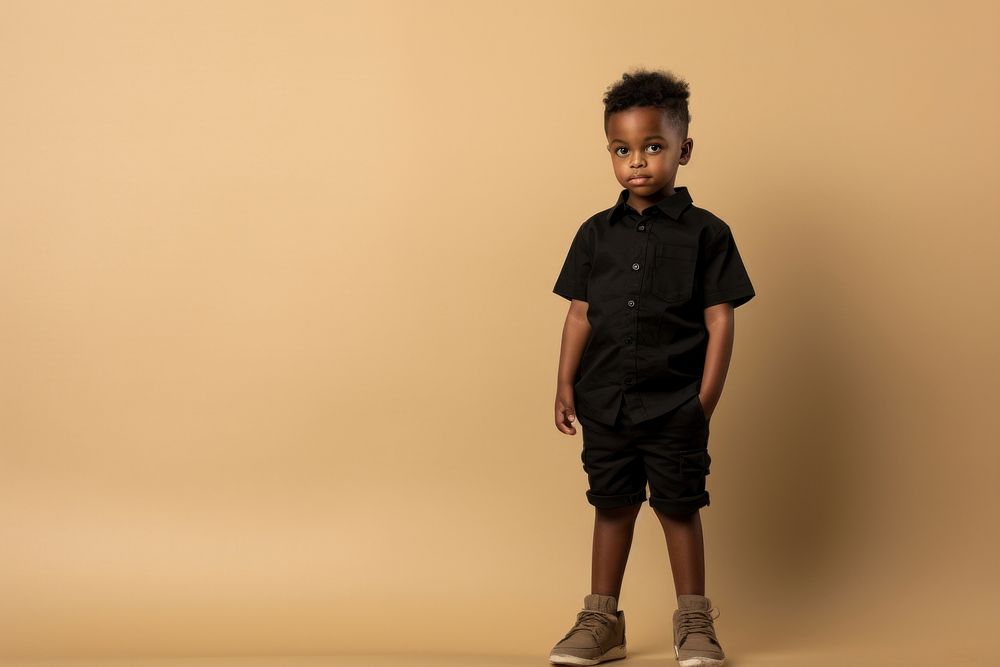 Little black kid portrait standing child. AI generated Image by rawpixel.
