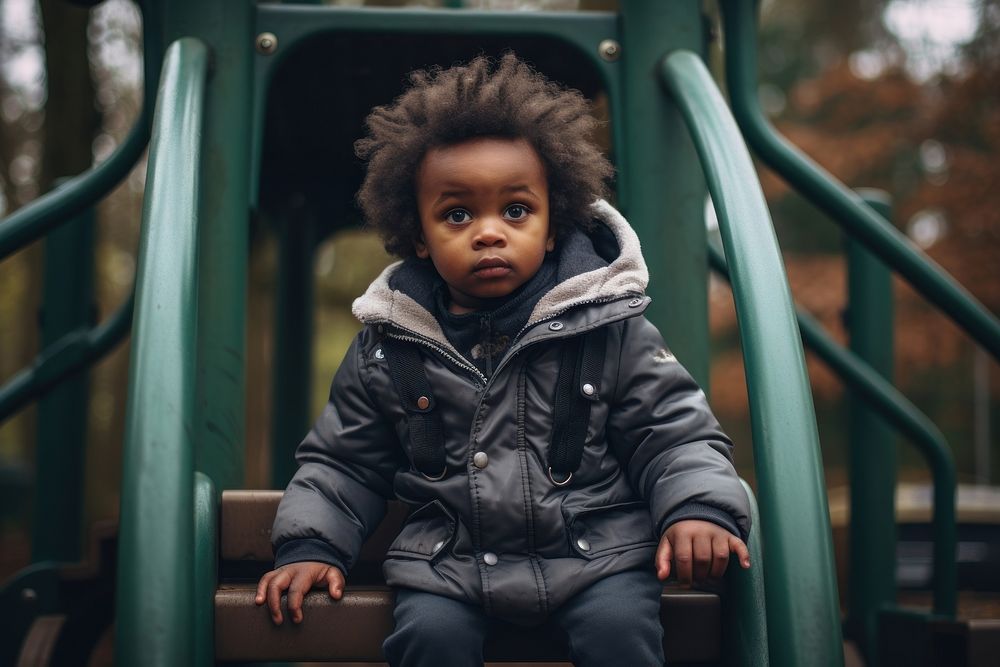 Little black kid outdoors disappointment distraught. AI generated Image by rawpixel.