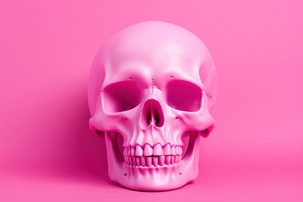 A pink skull purple pink background anatomy. AI generated Image by rawpixel.