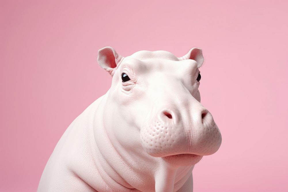 A white hippo animal mammal pink. AI generated Image by rawpixel.