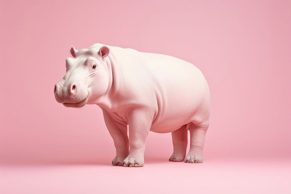 A white hippo wildlife animal mammal. AI generated Image by rawpixel.