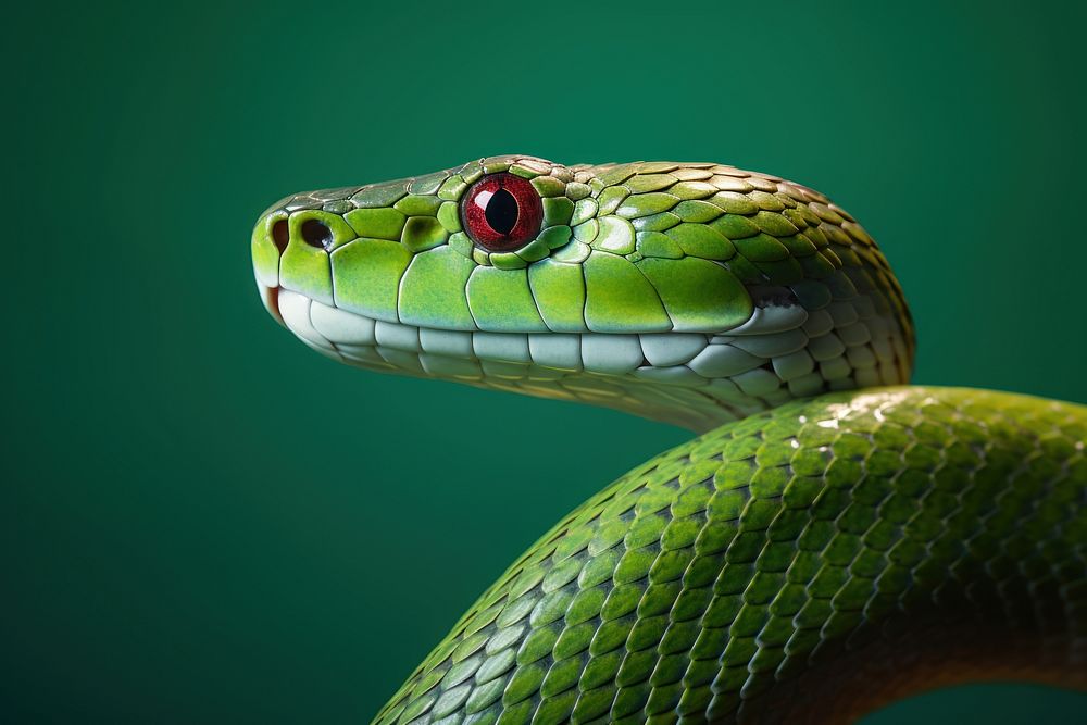 Green snake reptile animal poisonous. AI generated Image by rawpixel.