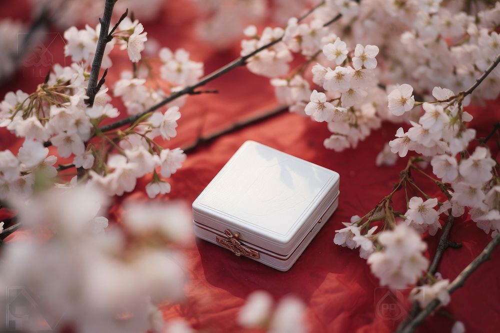 Chinese gift box blossom flower plant. AI generated Image by rawpixel.