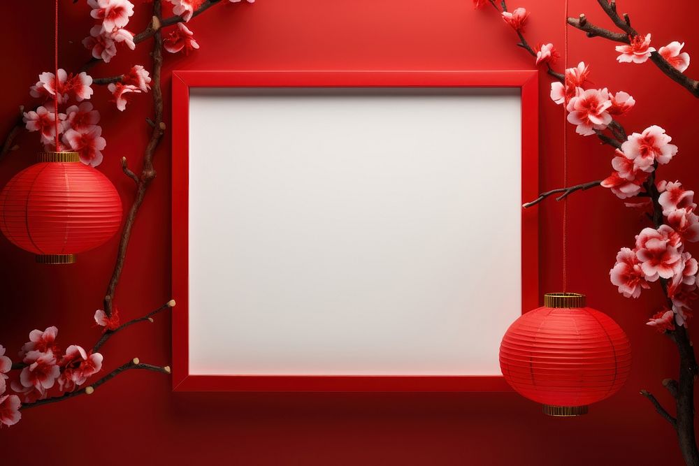 Chinese new year flower frame plant. AI generated Image by rawpixel.