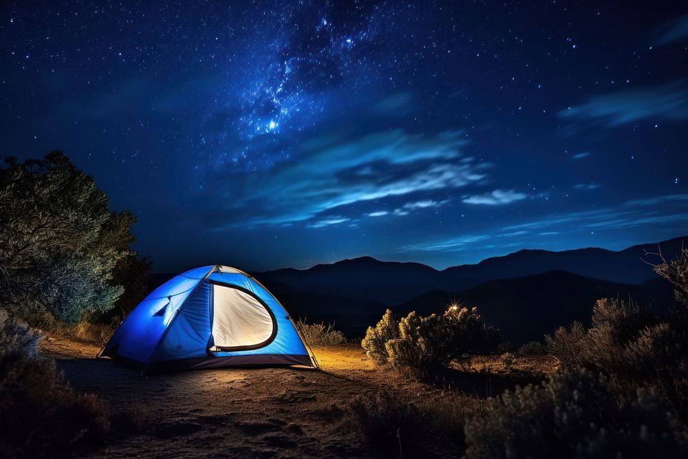 Camping tent camping nature night. AI generated Image by rawpixel.