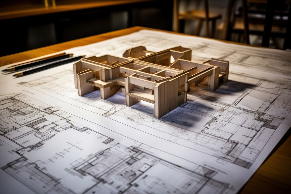 Architecture plans architecture table blueprint. AI generated Image by rawpixel.