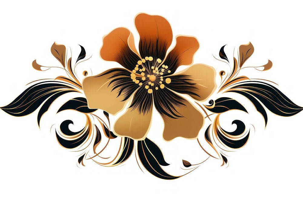 Art-Deco Illustration of flower pattern plant art. AI generated Image by rawpixel.