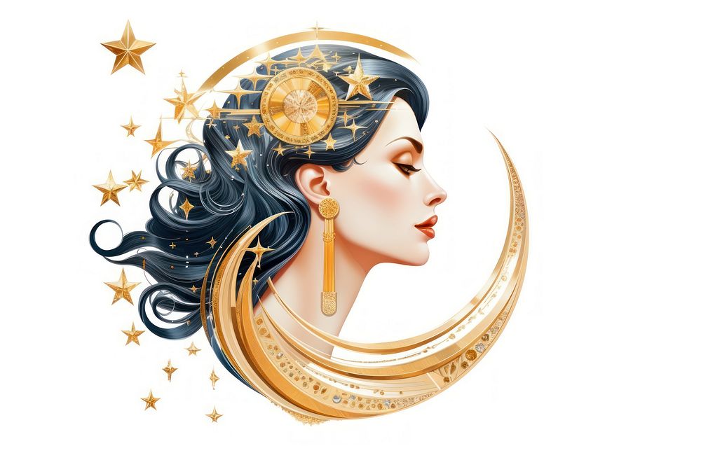 Moon portrait jewelry gold. AI generated Image by rawpixel.