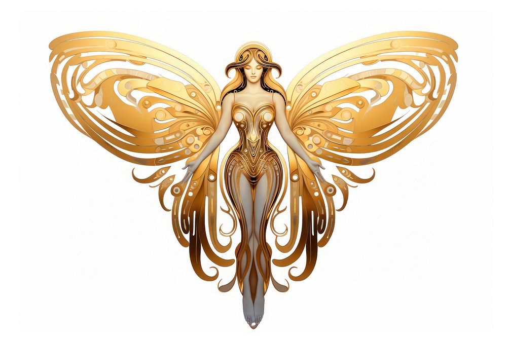 Angel gold white background representation. AI generated Image by rawpixel.
