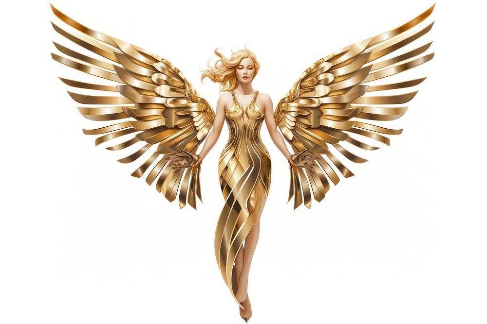 Angel adult gold white background. AI generated Image by rawpixel.