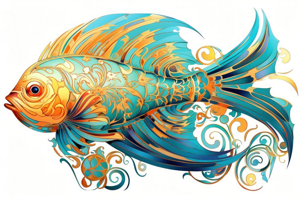 Fish pattern animal art. AI generated Image by rawpixel.