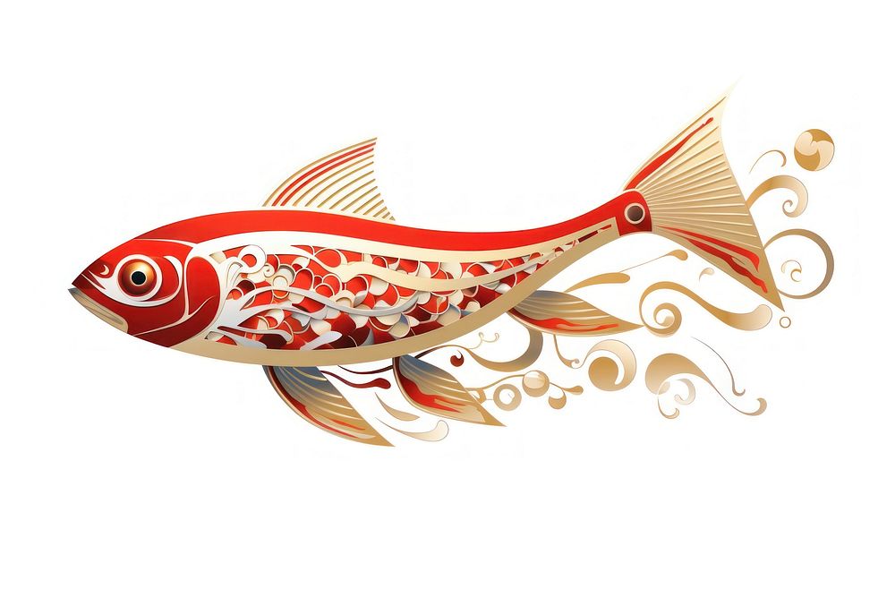 Fish animal white background goldfish. AI generated Image by rawpixel.
