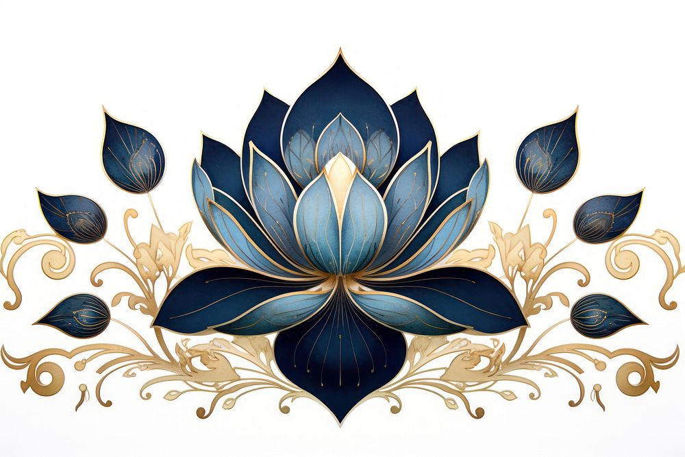 Lotus pattern art white background. AI generated Image by rawpixel.