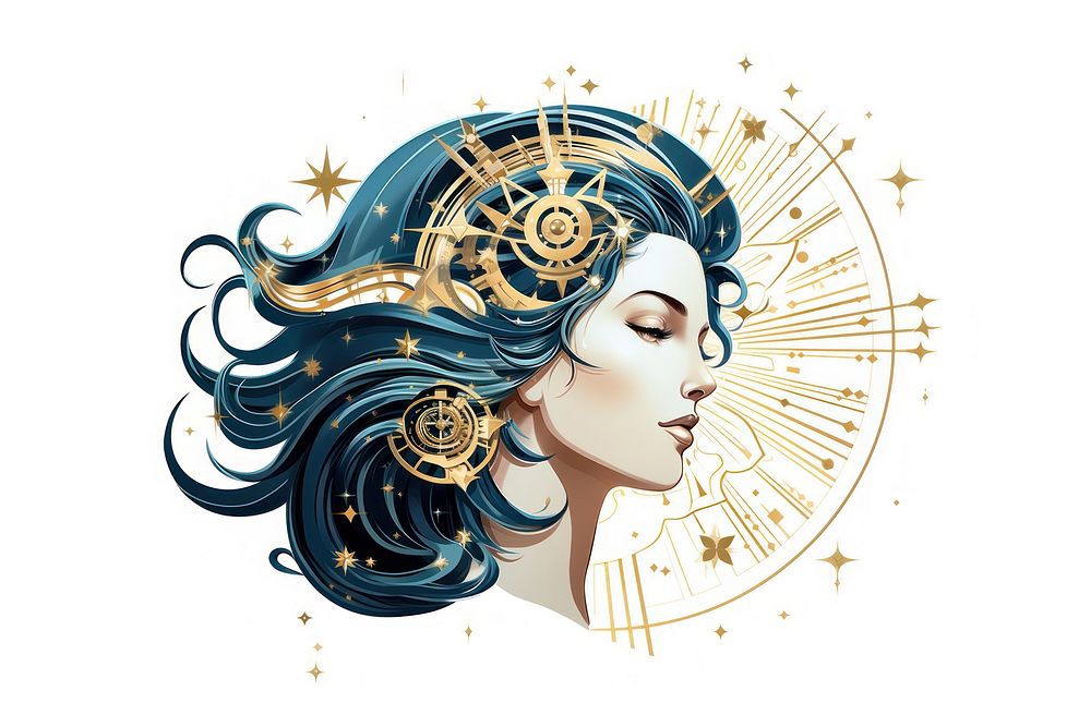 Virgo portrait art white background. AI generated Image by rawpixel.