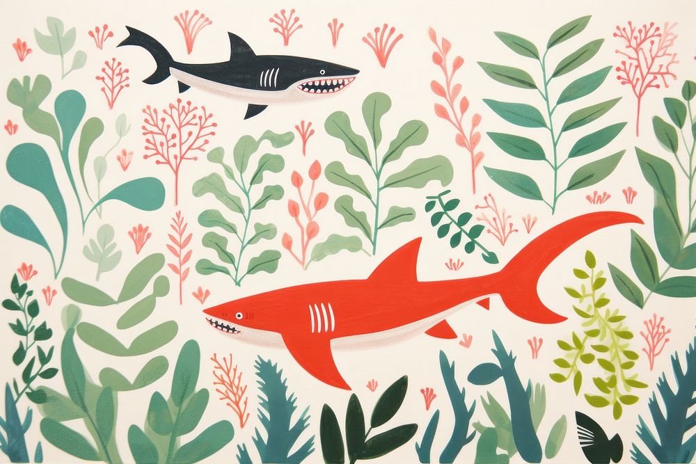 Baby shark pattern animal nature. AI generated Image by rawpixel.