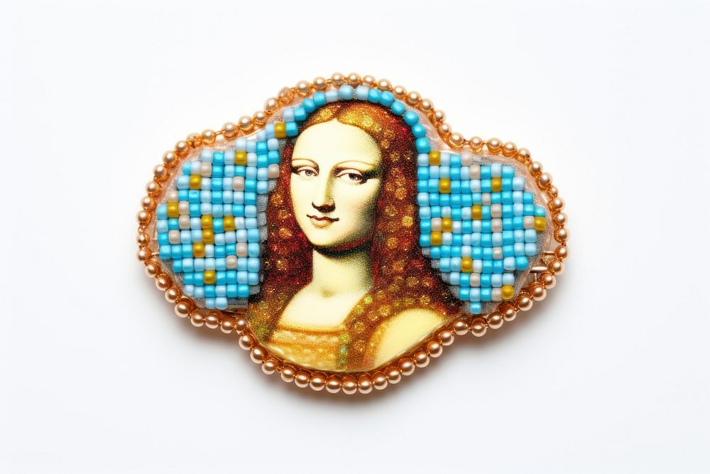Mona lisa jewelry brooch shape. AI generated Image by rawpixel.