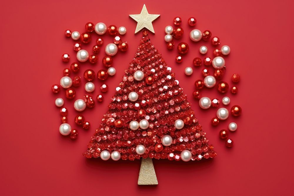 Christmas tree shape red red background. AI generated Image by rawpixel.