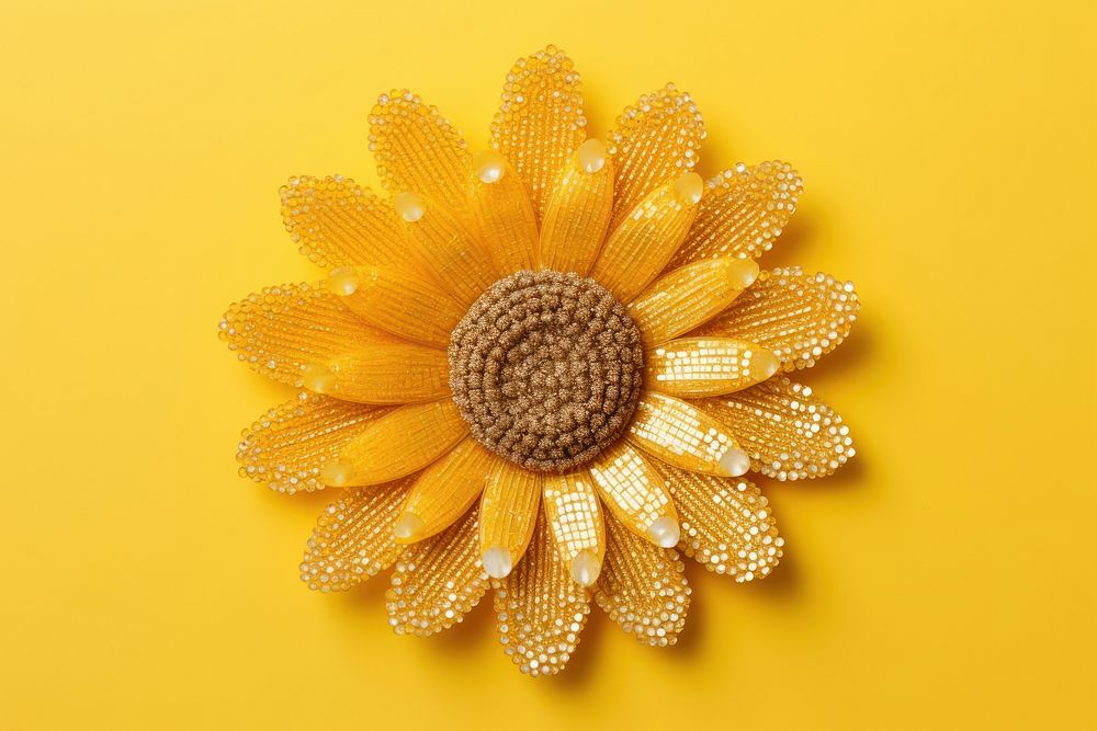 Sunflower yellow brooch shape. AI generated Image by rawpixel.