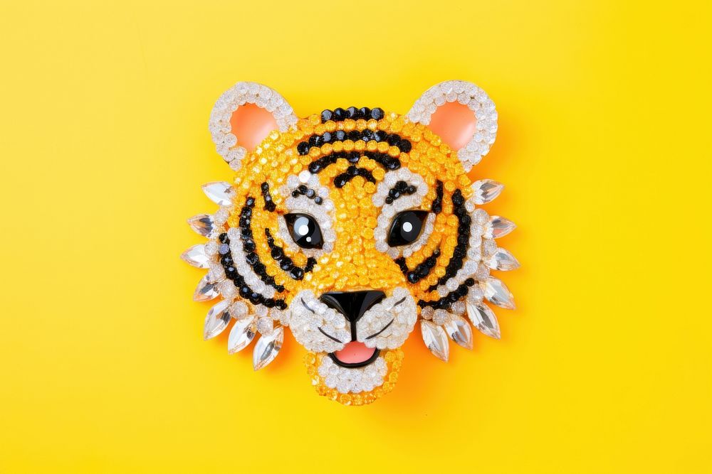 Cute tiger yellow art yellow background. AI generated Image by rawpixel.