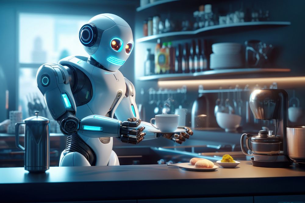 Robot make a coffee futuristic technology screenshot. AI generated Image by rawpixel.