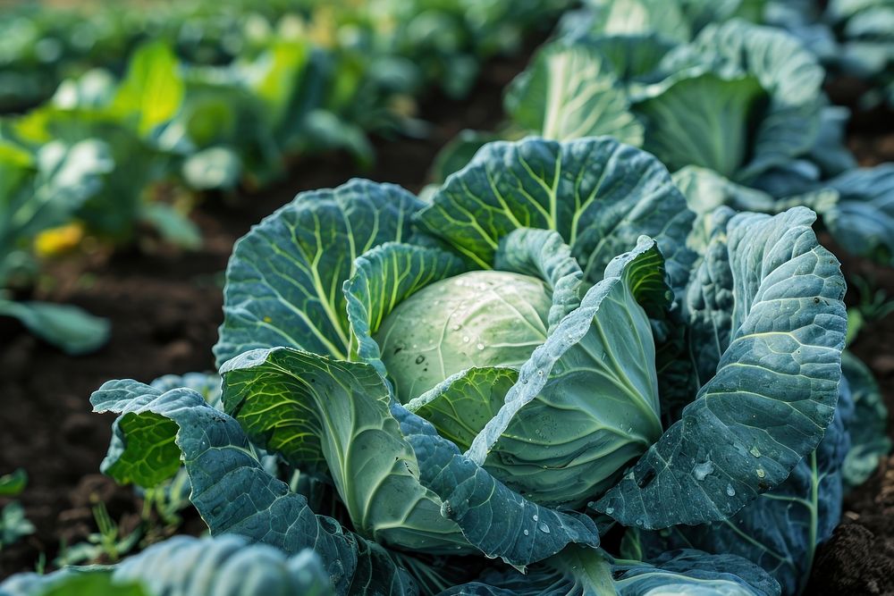 Cabbage field vegetable plant food. AI generated Image by rawpixel.